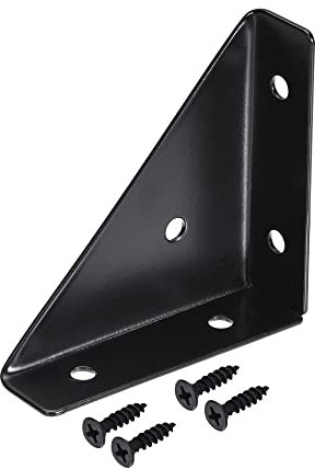 sourcing map 4 Stück Winkel Eckwinkel Schwarz 66 mm x 66 mm, 90 Grad Winkelverbinder, gewalzte Stahlstreben Regalhalterung robuste Metallwandhalterungen für Lagerregal, Bücherregal