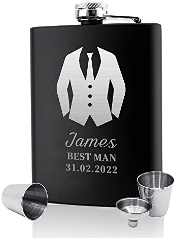 Personalised Hip Flask Engraved Hip Flask for Men Women Husband Best Man Stainless Steel Flasks Set for Birthday Wedding Christmas (Design 2)