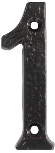 UAP Numeri civici da 10,2 cm in ferro nero, fissaggio a vite per porta d'ingresso, numero indirizzo rustico da avvitare per porte e cancelli, realizzati in ghisa solida (numero 1)