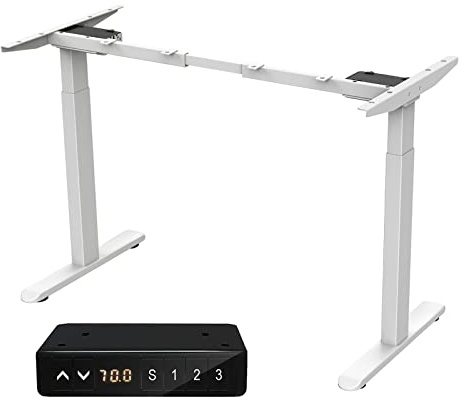 AIMEZO Elektrisch Höhenverstellbarer Schreibtisch Gestell, Doppelmotor 64 cm bis 129 cm Sitz Steh Schreibtisch mit Memory Smart Pannel Kollisionsschutzfunktion (3-Stufen, Weiß)