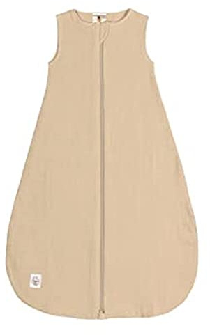 LÄSSIG Baby Sommerschlafsack ohne Ärmel Muslin Baumwolle GOTS zertifiziert unisex/Muslin Sleeping Bag nature, Größe 50/56 0-2 Monate