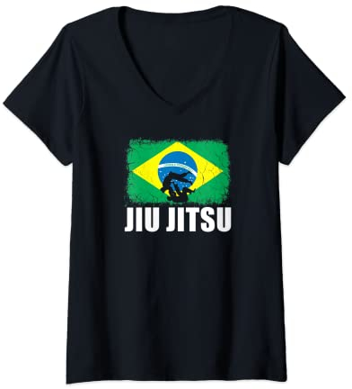 Damen BJJ Gi Brazilian Jiu Jitsu Martial Arts T-Shirt mit V-Ausschnitt