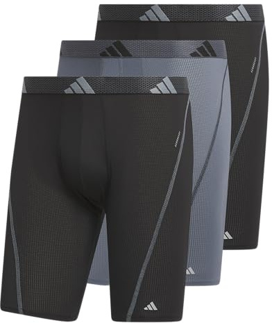 Performance Mesh Long Boxer Brief Underwear (3-Pack) for Active Sport and All Day Comfort, Soft Breathable Fabric