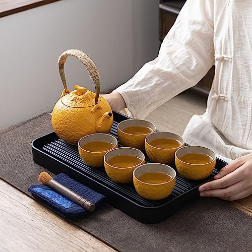 TEANAGOO Set da tè giapponese completo per donne, set da tè in ceramica asiatica arancione, 6 teiere (700ml/25oz) + 6 tazze da tè (110ml/4oz), U3