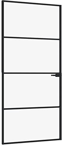 Tidyard Innentür Innentürgitter Zimmertür Komplettset Glastür Drehtür Tür aus Glas,Modern Schiebetür Montagezubehör 93 x 201,5 cm (B x H),inbegriffen,Hartglas, Aluminium