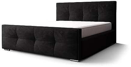 Verona Idee Polsterbett Roma 5 Farben mit Lattenrost 3 Größen 120 140 oder 160 Komfort Bettkasten Schwarz 140cm X 200cm