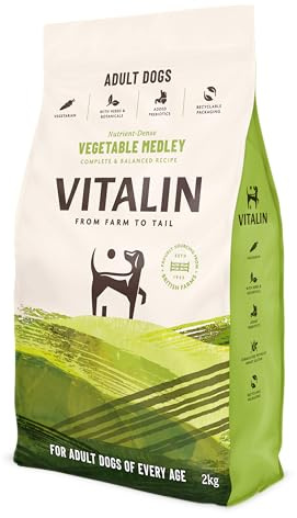 Vitalin Adult Vegetable Medley Dry Dog Food | Vegetarian Recipe with Added Prebiotics | 4 x 2KG