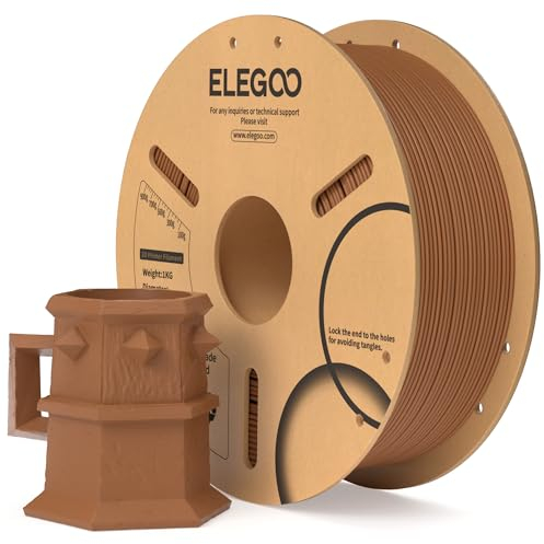 ELEGOO PLA Filament 1.75mm Braun 1KG, 3D Drucker Filament Maßgenauigkeit +/- 0,02 mm, 1kg Pappspule (2.2lbs) Filament-3D-Druckmaterialien für die Meisten 3D Printer