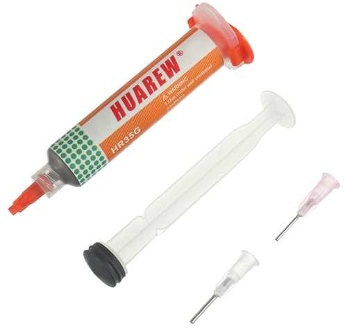 HUAREW Bleifrei Lötflussmittel-Zinnpaste Sn42 Bi58 Bleifreies Lötpaste Niedrige Temperatur 138°C Spritzenlötpaste mit 2 Dosierwerkzeuge und Schubstangen für BGA SMT Lötzinn (1.05oz/35g)