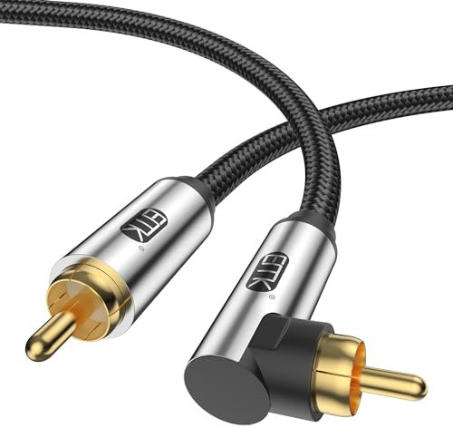 EMK Cavo RCA a 90 Gradi per Subwoofer - Audio Coassiale ad Angolo Retto, Digitale per Amplificatori, Altoparlanti, Soundbar, Sistemi Home Cinema e Hi-Fi (1m)
