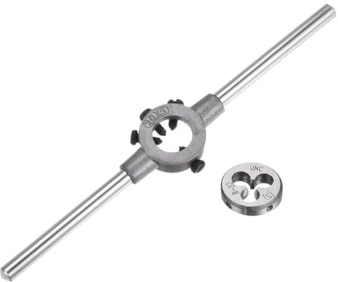 QUARKZMAN Juego de Llave de Mango para Terrajas, Terraja Redonda UNC 8-32 y Porta Terrajas de 20mm (Compatible con Terrajas de 1/8-5/32 (UNC/UNF) / Métricas M3-M4)