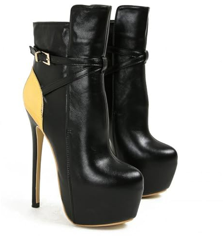 Stivali Corti con Plateau E Tacco A Spillo da Donna Unisex 16 Cm con Tacco Alto Occasioni per L'autunno E l'inverno,Nero,43 EU