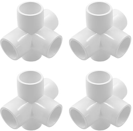 Biaungdo Accesorio de tubería de PVC de 0.5 pulgadas, conector de codo de 5 vías, color blanco