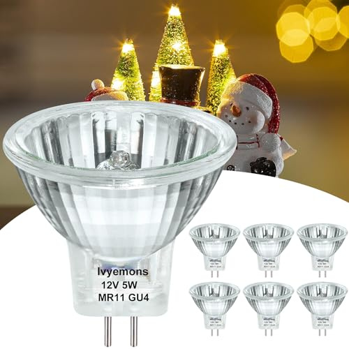Ivyemons GU4 MR11 12V 5W Halogen FTD Spotlight Bulb, 6 Pack 2800k Warm White Fiber Optic Light Bulbs Mr11, Dimmable Precision MR 11 Bulb for Accent, Landscape, Track Light, Christmas Tree Lighting