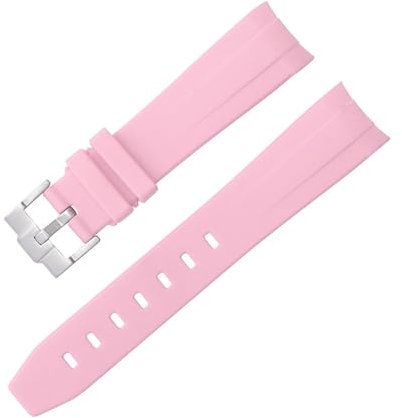 BAHDB Gebogenes, lückenloses Kautschukarmband für Omega Speedmaster-Uhr, Ersatzband für Herren und Damen, 20 mm, Uhrenarmbänder, silberne Schnalle, goldene Schnalle, rosafarbene Schnalle, schwarze Sch