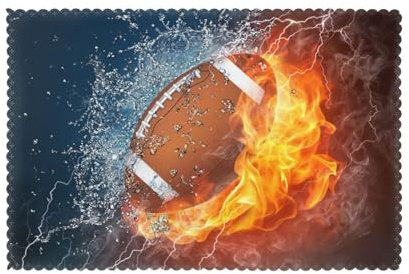 American Football in Feuer und Wasser, 6er Set Tischsets Waschbar Platzsets für Esstisch Hitzebeständig Tablettmatten 30x45cm