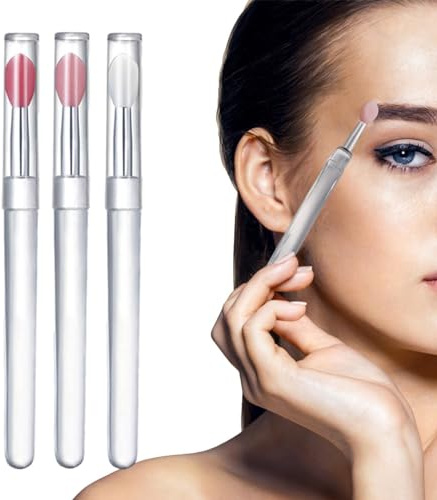 Aplicador de pincel de brillo de labios de silicona, pincel de labios de silicona, 3 brochas de labios portátiles 3 piezas, Aplicadores de labios reutilizables Pincel de brillo de labios