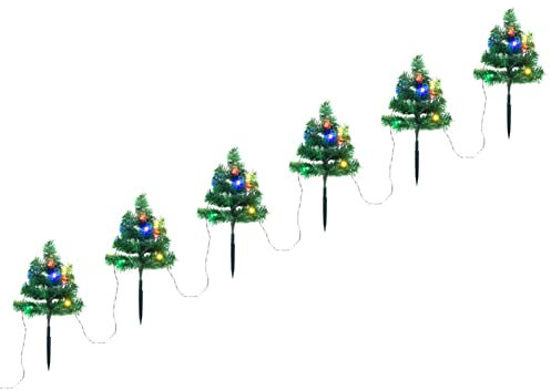Homgoday Wegbeleuchtung Weihnachtsbäume 6 STK. Mehrfarbig LEDs 45 cm PVC Weihnachtsbeleuchtung Weihnachtsdeko, Deko für Weihnachten, Party