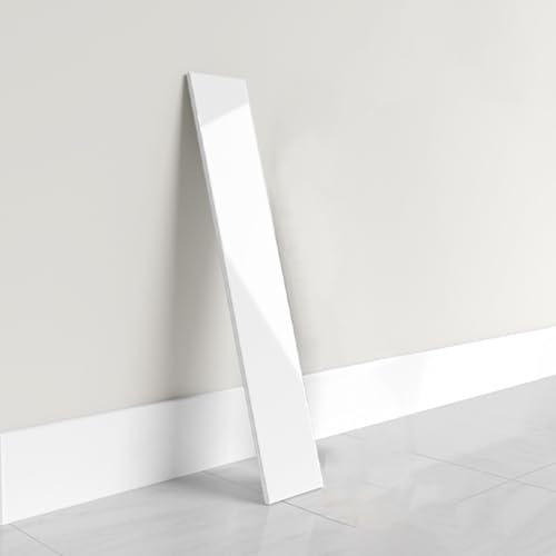 PLIKMN Skirting Baseboard Multi-specification PVC Skirting Board Trim, Self Adhesive PVC Baseboard Wall Molding Trim for Bedrooms/Kitchens/Caravans, Durable and Soft(50-piece,W 10cm/3.9in)