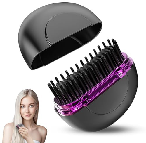 Alaoo Spazzola Lisciante Portatile, Mini Piastra per Capelli, 3 Temperature, Riscaldamento Rapido e Ricarica, Adatta per Capelli Fini e Morbidi