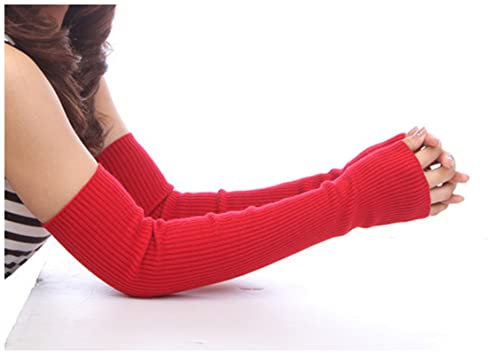 Manga Brazo Protección Solar Autumn Winter 50cm Brazo de lana de las mujeres Calentadores de lana de punto Manga de brazo Sólido Superfine largo Hechos de pie Guantes sin dedos Manga De Brazo De Prote