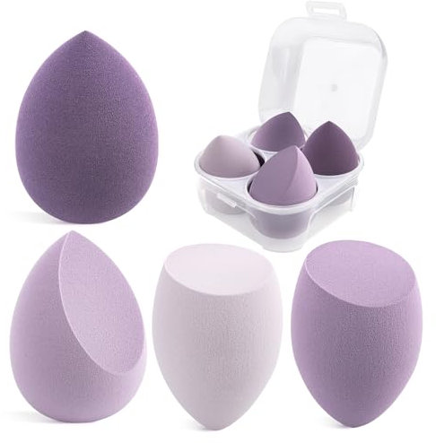 Esponja Maquillaje, 4 Piezas Esponjas Desmaquillantes, Húmedo y Seco, 4 Colores Beauty Blender, Esponjas de Maquillaje Para Base de Maquillaje, para la Mayoría de Cosméticos