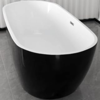 Freistehende Badewanne CUBA, 170x75x58 cm, Schwarz/Weiß, Acryl
