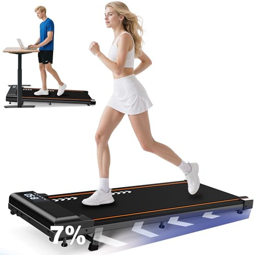 VOWVIT Laufband Für Zuhause Walking Pad mit Steigung 7%,Laufband Schreibtisch für Zuhause und Büro, 1-6km/h Treadmill, 2.25PS mit Fernbedienung, Ultra Leise Walking Pad, LED Anzeige