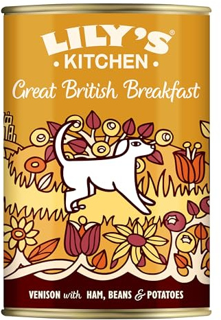 Lily's Kitchen Elaborado con Ingredientes Naturales Lata de alimento húmedo para Perros Adultos Ciervo con Jamón, Alubias y Patatas 6 x 400g