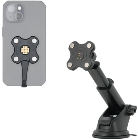 MOBILIS Dongle Magnétique Pogo Pin Récepteur + Support Ventouse Pare-Brise et Tableau de Bord Voiture 65W - Universel Smartphone Port USB-C - Energia Mobile