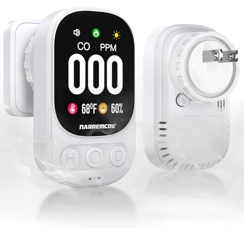 Détecteur de monoxyde de carbone 3 en 1, écran Ultra HD avec alarme sonore et lumineuse de 85 dB, détection précise 0-999 ppm pour la maison, le bureau, l'hôtel, le camping-car, le camping, la