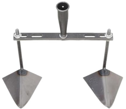 Dualoai Triangular Herramienta de Jardín Acero Reforzado para Deshierbe Y Abonar Adecuada para Siembra Cultivos Y Horticultura, Cabezal Doble de 30