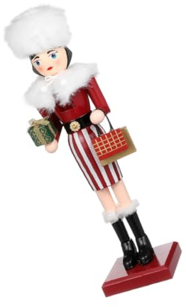 Warmhm Traditional Wooden Nutcracker Soldier Figurine 37cm Christmas Table Centerpiece Wood Christmas Desktop Ornament Holiday Nutcracker Decoration for Home Party