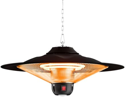 Terrassenheizstrahler für den Außenbereich mit LED-Lichtern, Elektrischer Hängeheizer, 3 Temperatureinstellungen, ideal für den Innen- und Außenbereich, perfekt für Balkon, Innenhof, Pavillon, Garage