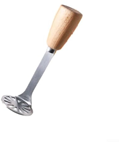 Floweringbeter Presse-purée de cuisine avec tête en acier inoxydable de qualité alimentaire et poignée en bois massif pour une performance fiable