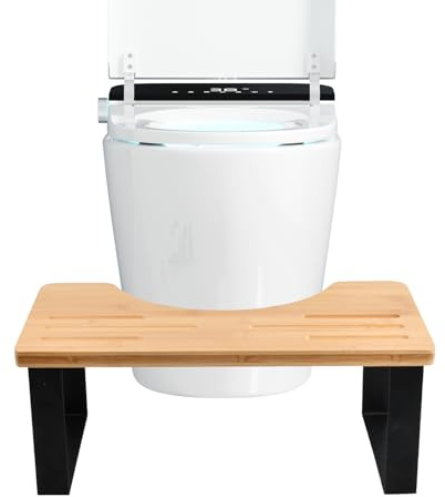 Nivofu Naturlig bambu toalettpall för vuxna och barn, ergonomisk fysiologisk fotpall med halkfria kuddar, badpall för att lindra förstoppning