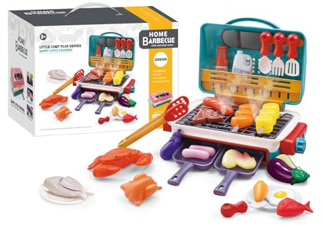 KTUXZCI Sensory Kitchen Delight Magical Meals Kids BBQ Set With Smoke Effect Feature Magical Meals Kids Grill With Smoke Sound Light Trays Sensory Kitchen BBQ, blue
