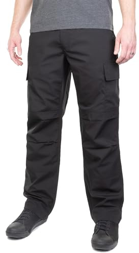 LAPG Men's Core Cargo Tactical Pants, Stretch Waistband, Lightweight & Durable Ripstop CCW Cargo Pants for Men, Black, Size 34 x 32