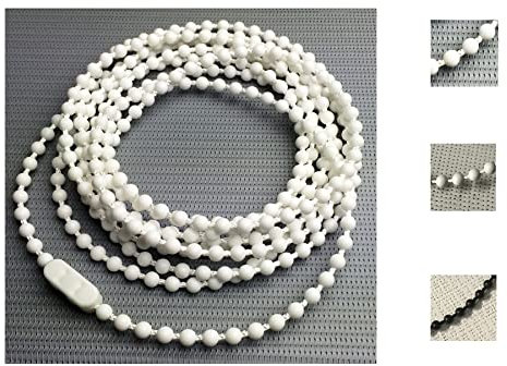 EFIXS Rollokette aus PVC (Bedienkette) – mit Kettenverbinder - Bedienlänge 240 cm (Umlauf 480 cm) - 4,5 x 6 mm - für Rollos, Jalousien, Lamellenvorhänge, Farbe: Weiss