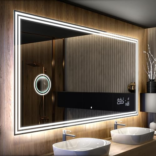 Artforma Miroir de Salle de Bain LED 120x100 cm avec éclairage - Ambient Line - Personalizer - sur Mesure - Lumière Illumination - Lumineux Miroir avec Éclairage intégré LED057