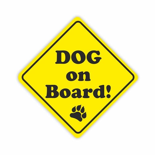 iSecur Dog on Board Auto-Aufkleber 11 cm gelb schwarz - kfz317 | Hundeaufkleber für Fahrzeug, UV-Schutzlaminat, waschanlagengeeignet, witterungsbeständig, vergilbungsfrei, Made in Germany