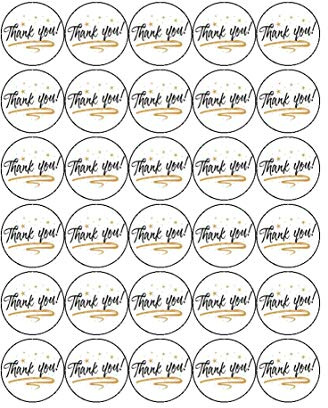 30 x Thank You (D2) 1.5 (3.8cm) PRE-CUT PREMIUM RICE PAPER Edible Cake Toppers