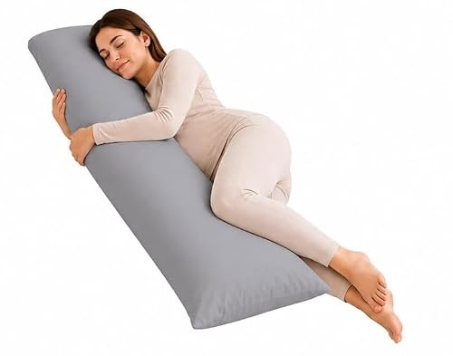 Ridas Bedding New Anti Allergenic Pregnancy Maternity Orthopaedic Hollow Fibre Filling Bolster Pillow With Free Bolster Pillow Case. (GREY, Single 3FT (36))