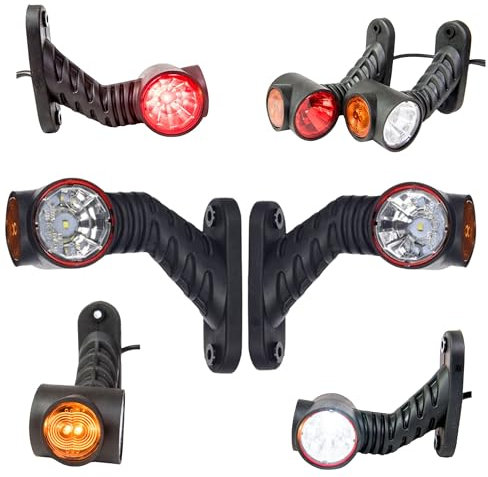 Web Truck 2 x Piloto lateral de goma LED 12V 24V con homologación E luz de posición coche camión caravana coche lámpara blanco rojo naranja