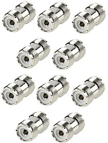 electrosmart Pack of 10 PL259 SO239 UHF Female Socket to Socket Adaptor Coupler for CB Ham Radio etc