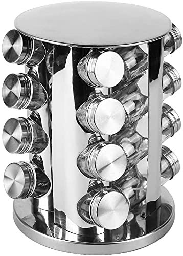 Carrusel De 16 Especias Con Soporte Y Base Giratorios, Dispensador De Especias, Acero Inoxidable