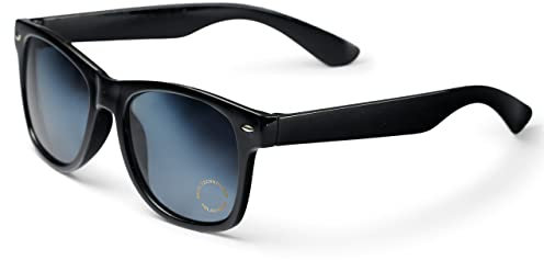 A-VISION Occhiali da sole con visione per miopia, miopia, distanza, lenti polarizzate con protezione UV, occhiali neri unisex look vintage I ** Questi non sono occhiali da lettura ** **, -2.5