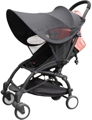 haozaikeji Universal Sonnensegel Höchst UV Schutz Sonnenblende Buggy Sonnenschirm Babywagen Sonnenschutz Sportwagen Faltbar Sonnendach mit Verstellbarem Riemen Seitenschutz Anti Sonnen Kinderwagen