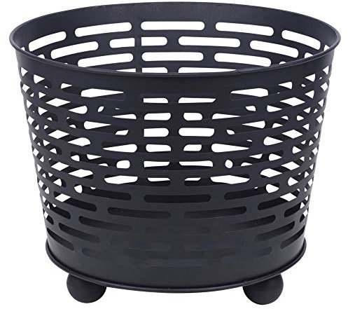 Black Metal Fire Basket Bowl for Barbecue, Garden Decor & Outdoors Fire Pit (Striped)