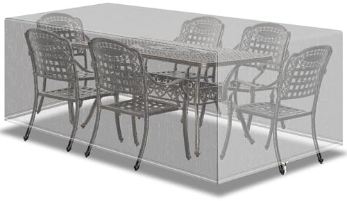 PATIO PLUS Gartenmöbelabdeckungen, Rechteckig, Möbelabdeckung, Tischabdeckung für draußen, Wasserdicht, Winddicht, Anti-UV, 170x95x70cm Transparent